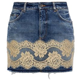 Dolce & Gabbana Falda vaquera con efecto 'vintage' Azul