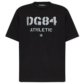 T-shirt Dolce & Gabbana DG84 Athletic Logo Nera in Cotone Nero