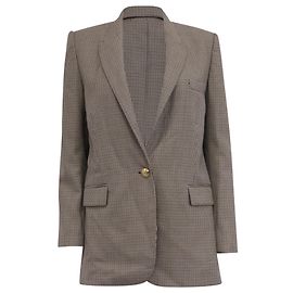 Nili Lotan Houndstooth Single-breasted Blazer in Brown Wool  Brown
