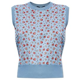 Dolce & Gabbana Seidenweste mit Blumenmotiv Blau