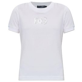 Dolce & Gabbana T-shirt con logo luccicante Bianco
