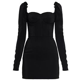 Dolce & Gabbana Kurzes Kleid mit langen Ärmeln Schwarz