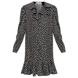 Chloé Robe en soie à pois noire Noir