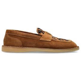 Dolce & Gabbana Brown Suede Leopard Loafers Brown