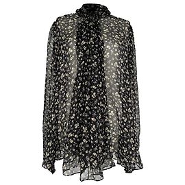 Blouse à devant drapé Alexander McQueen à imprimé floral noir en polyester noir Noir