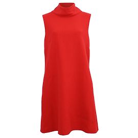 Oscar de la Renta Sleeveless Turtleneck Shift Dress in Red Wool Red Dark red
