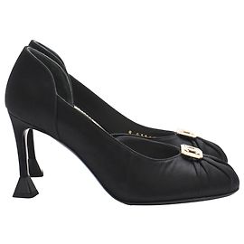 Zapatos Chanel CC D'Orsay en satén negro Negro