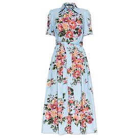 Dolce & Gabbana Vestido de algodón con motivo floral Azul