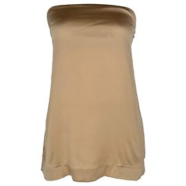 Top tube sem alças Brunello Cucinelli em seda bege Marrom Bege