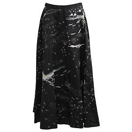 Falda midi estampada Christian Dior en seda negra Negro