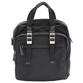 Prada Rucksack mit doppeltem Griff aus schwarzem Nylon Schwarz