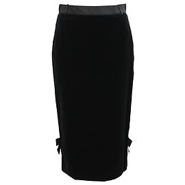 Saia midi corte lápis Louis Vuitton em algodão preto Preto