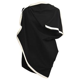 Issey Miyake Pleated Asymmetric Wrap Top in Black Polyester Black