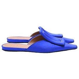 Marni Sabot flache Mules aus blauem Satin Blau