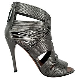 Alaïa Cage Wave Stilletto in Silver Leather  Silvery Metallic