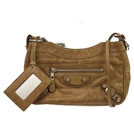 Balenciaga Hip Classic Studs Leather Castaño