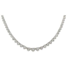 Autre Marque Pt900 Diamond Platinum Necklace Silvery