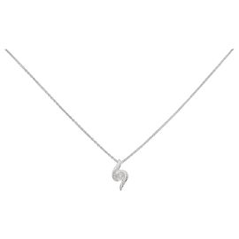 Autre Marque K10 White Gold Diamond Necklace Silvery