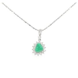 Autre Marque Pt900 Pt850 Emerald Diamond Necklace Green