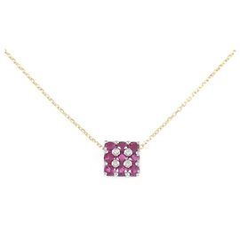 Autre Marque Au750 White Gold Au750 Yellow Gold Ruby Diamond Necklace Red