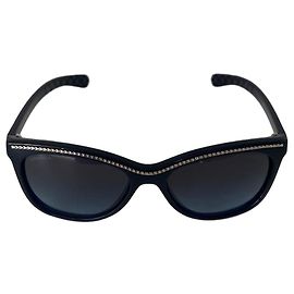 Lunettes de soleil Chanel en acétate bleu avec chaîne Bleu