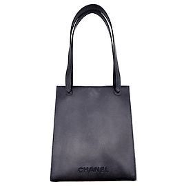Chanel Navy Caviar Leather Tote Bag Navy blue