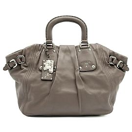Prada Leather Tote Bag BN1954 Grey Dark grey