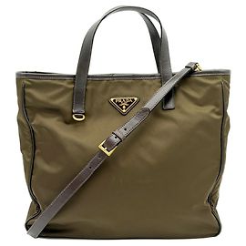 Prada PRADA Bag Shoulder Tote Khaki Dark brown