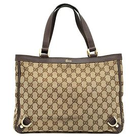 Gucci Tote Bag aus GG Canvas Beige Dunkelbraun