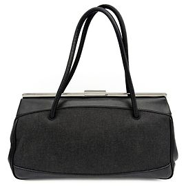 Bolsa de mão Gucci em denim e couro preto Preto