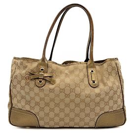 Saco Tote Gucci em lona GG bege e dourado Bege Dourado