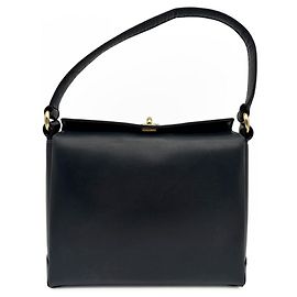 Gucci Vintage Black Leather Shoulder Handbag Black