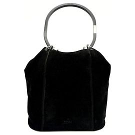 Borsa Gucci in camoscio e pelle nera Nero