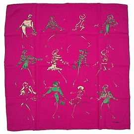 Pañuelo de seda Chanel Mademoiselle Rosa Multicolor Verde