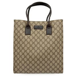 Gucci GG Plus Tote Bag 91249 Beige Dunkelbraun