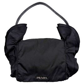 Borsa a tracolla Prada Tessuto Frill Nero