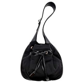 Gucci Black Nylon and Leather Shoulder Bag Black