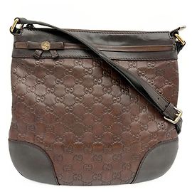 Gucci Dark Brown Leather Shoulder Bag Dark brown