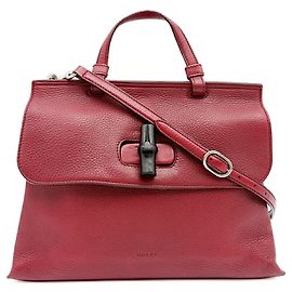 Borsa a tracolla Gucci Bamboo Bordò