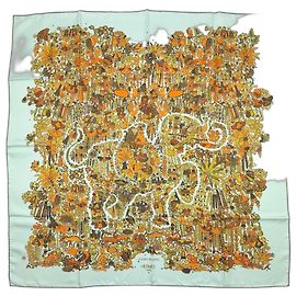 Foulard di seta Hermès - Mughal Legend Multicolore Verde chiaro