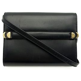 Gucci Schultertasche aus schwarzem Leder Schwarz
