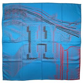 Hermès Hermes Carre 90 H Cinetique Schal Schwarz Rot Blau