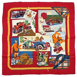 Hermès Hermes Seidentuch Mehrfarbig Rot Mehrfarben