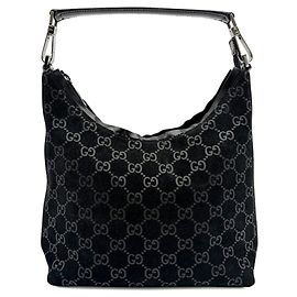 Sac à épaule Gucci GG en daim Noir