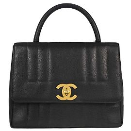 Chanel Vintage Top Handle Vertical Quilt Caviar Jumbo Nero