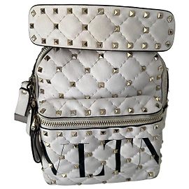 Valentino Garavani Rockstud White Leather Backpack White