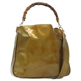 Gucci Vintage Bolso Hobo Grande de Cuero con Asa de Bambú Dorado