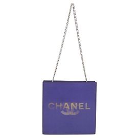 Chanel Vintage Holographic Chain Vinyl Small Roxo