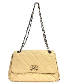 Chanel Flap Shoulder Leather Beige