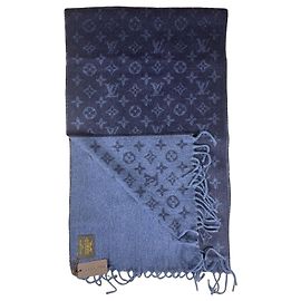 Louis Vuitton Sciarpa Monogram Lana Cashmere Blu Blu
